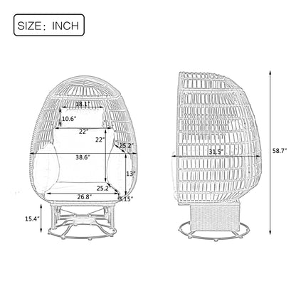 Bell Outdoor Swivel Chair with Cushion (Gray Wicker + Gray Cushion)