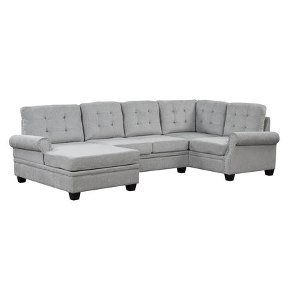 Aisha Modern U-Shaped Corner Sectional Sofa - Gray