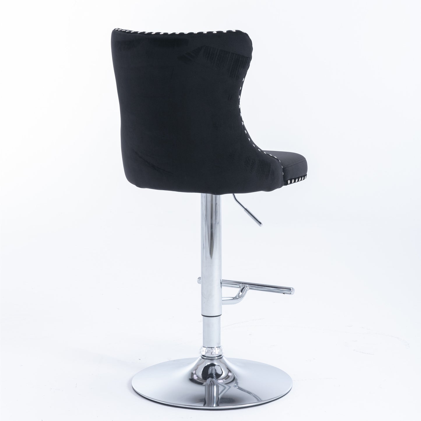 Rise 180 Velvet Barstools Adjusatble Seat Height - Black Set of 2