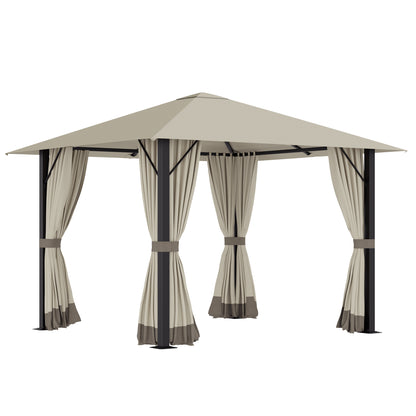 Enola 10 x 10 ft Patio Gazebo Aluminum Frame - Brown