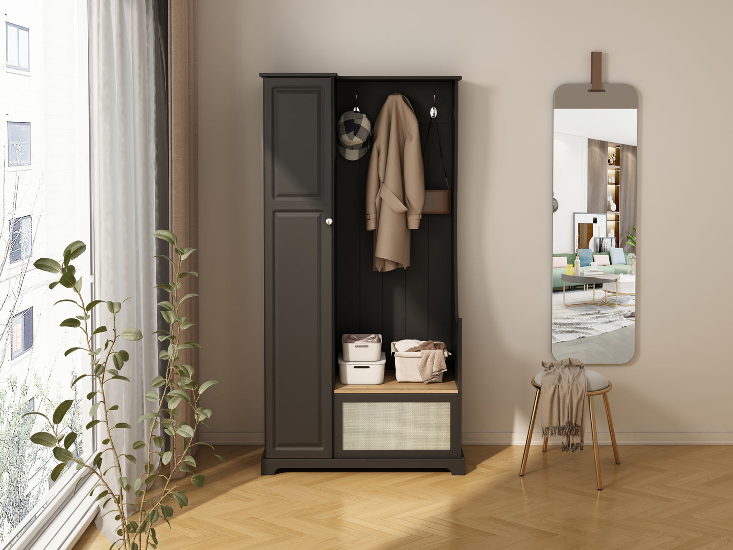 Tero 1 Door Closet - Black