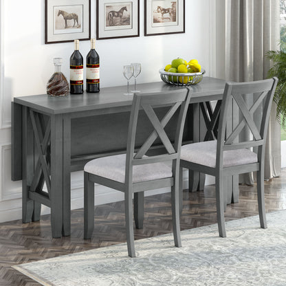 Stella 6pc Dining Set Solid Wood Table 4x Side Chairs And Bench - Gray