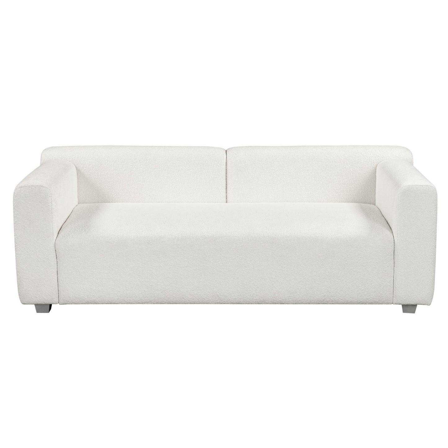 Fabric Sofa with 2 Pillows - White