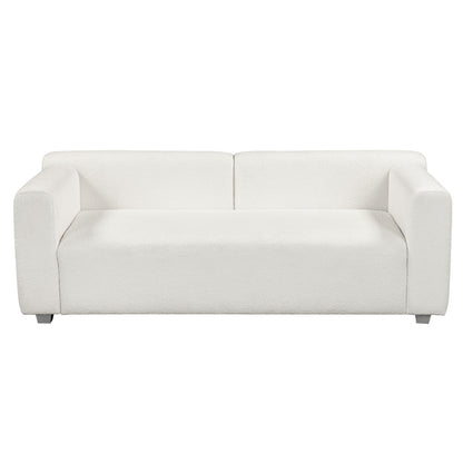 Fabric Sofa with 2 Pillows - White