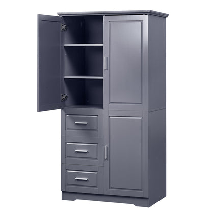 Lofty Cabinet with Doors Three Drawers - Grey