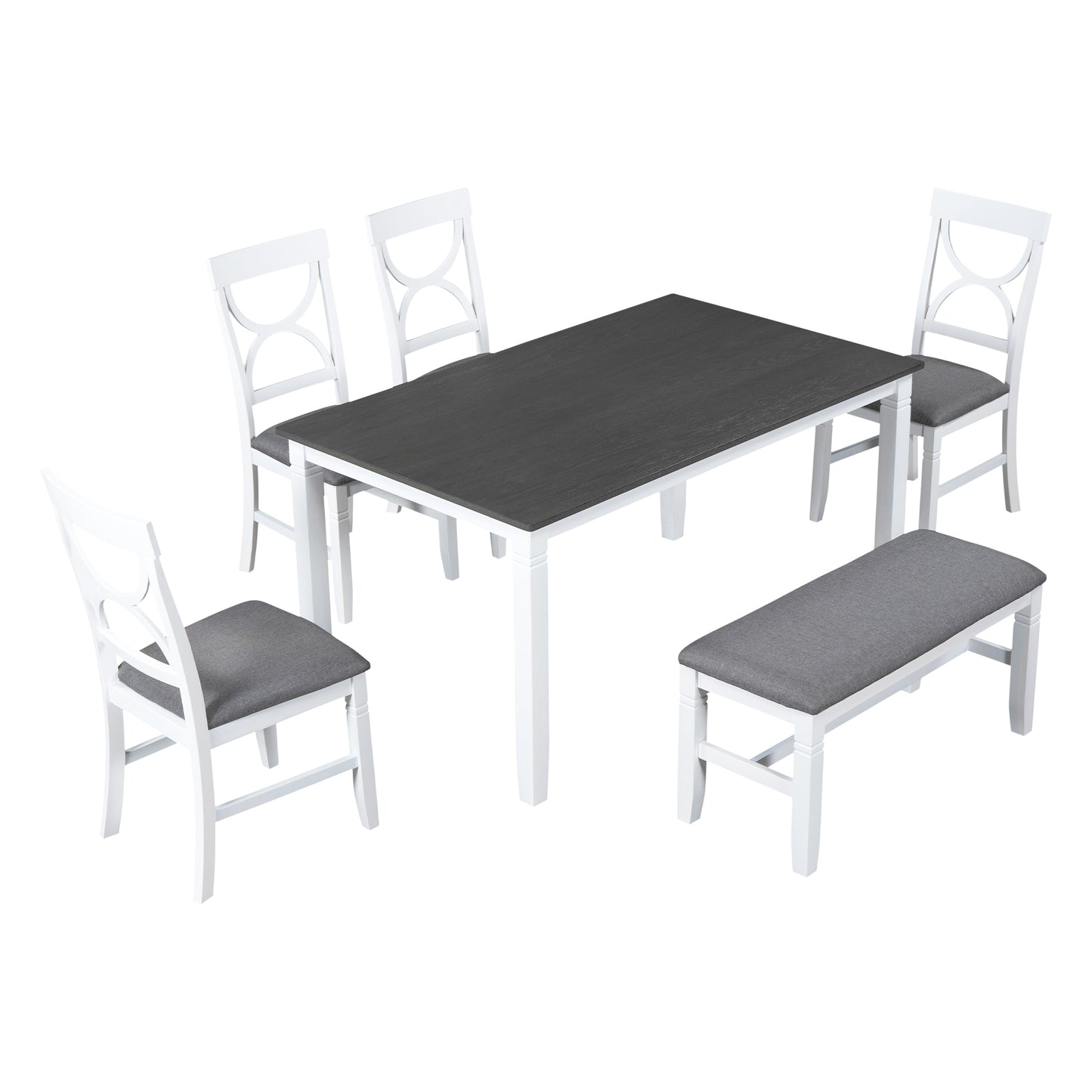 Venus 6pc Dining Set Dining Table 4x Side Chairs And Bench