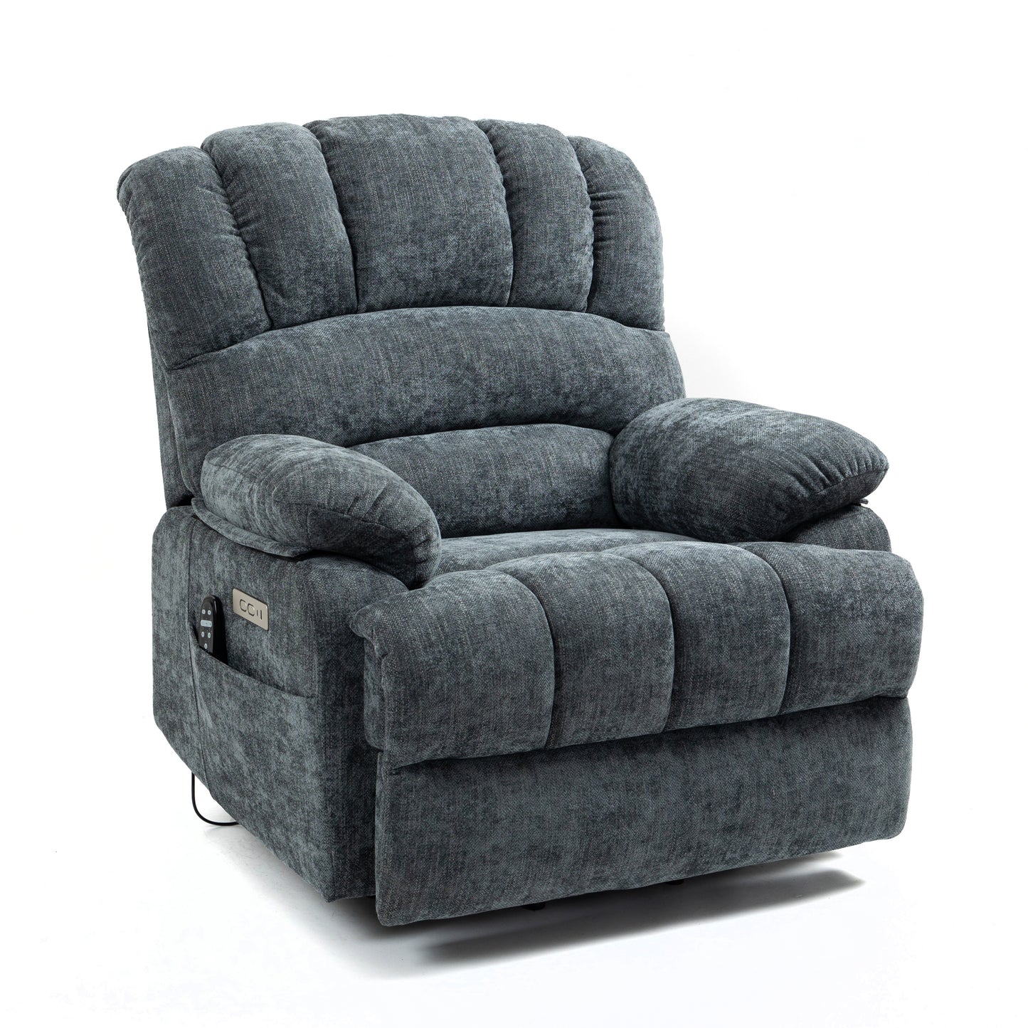 Mia Heat Massage Chenille Power Lift Recliner Chair - Blue-Gray