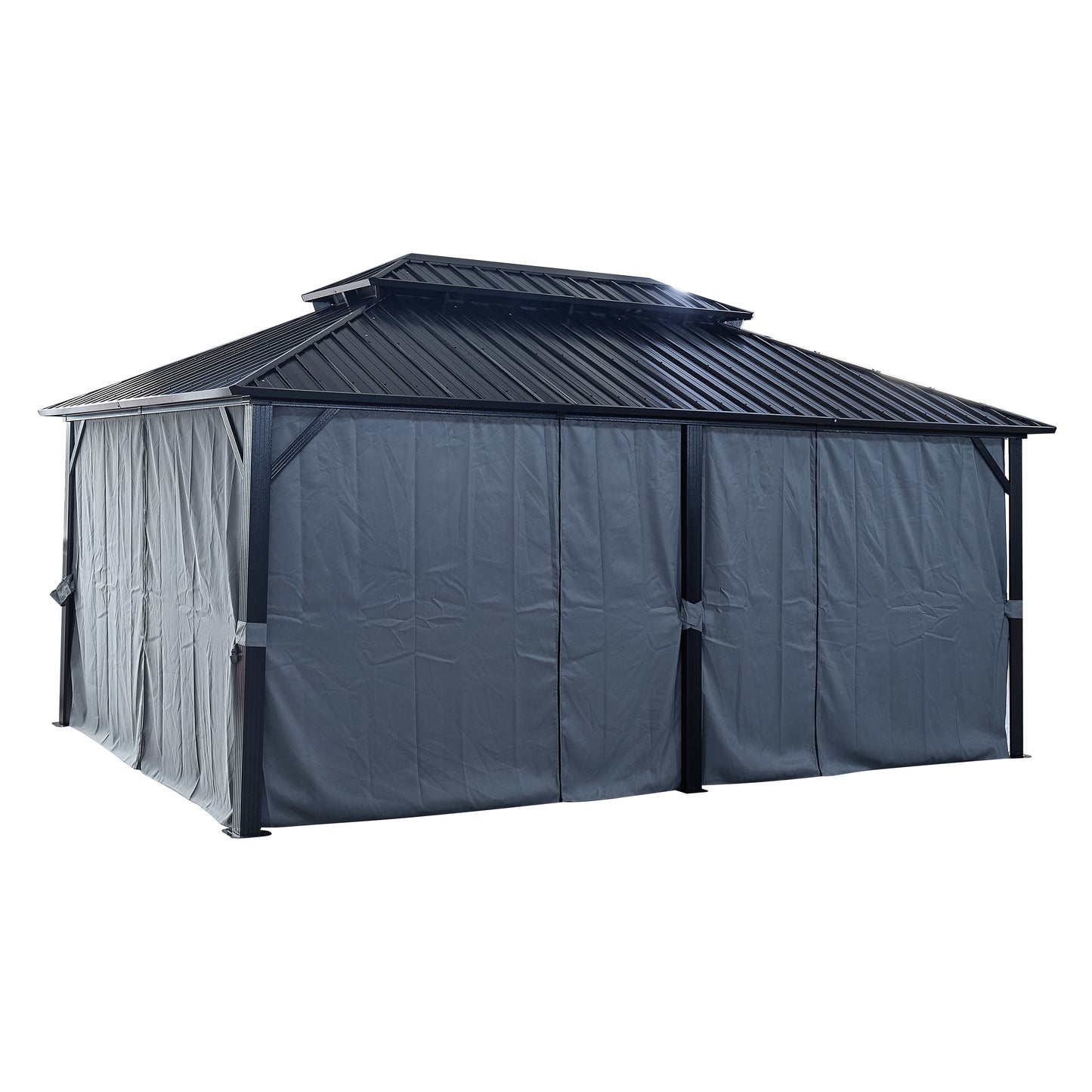 Afix 12 X 18 ft  Permanent Hardtop Gazebo Canopy - Black