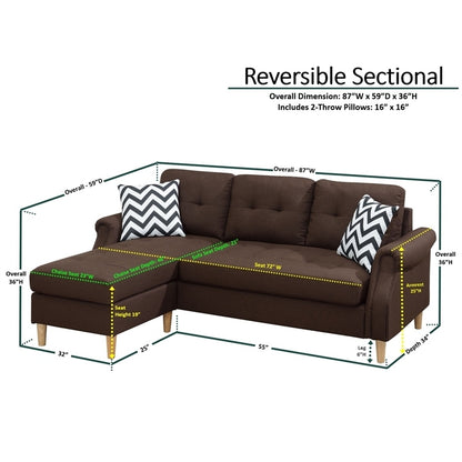 Carmen Corner Reversible Sectional Sofa - Coffee