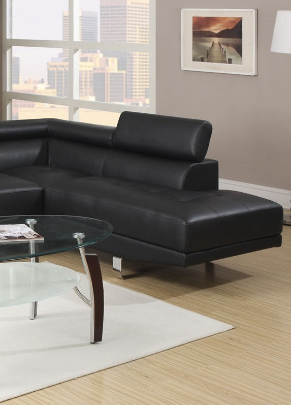 Akira Sectional Sofa Adjustable Headrest - Black