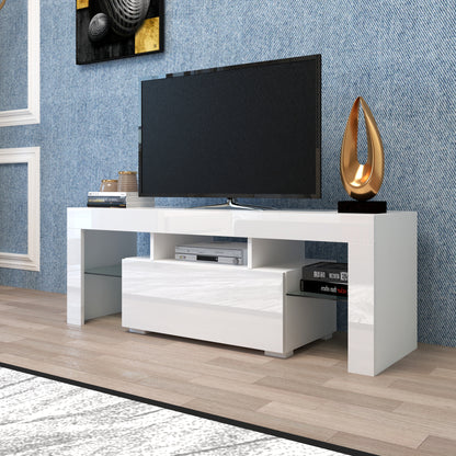 Prime Entertainment TV Stand with LED Light TV - White