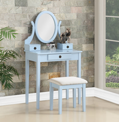 Moniya Makeup Vanity Table and Stool Set - Blue