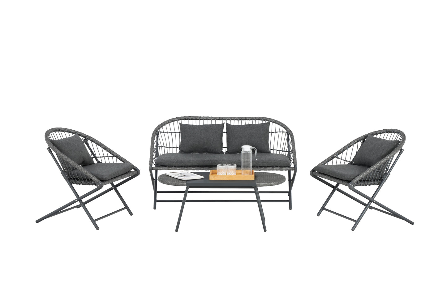 Byrnes Patio Wicker Outdoor Sofa Set 3pcs - Gray