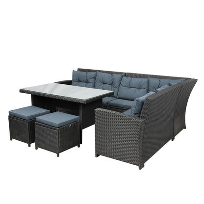 Miles 6 Pc Outdoor Patio Sectional Sofa Set - Black