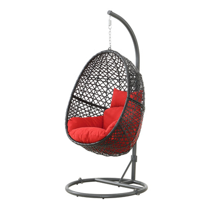 Lulu Patio PE Rattan Swing Chair With Stand - Red