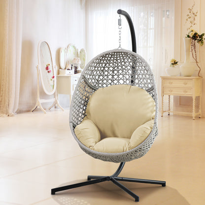 Rosa Large Hanging Egg Chair with Stand & UV Resistant - Beige