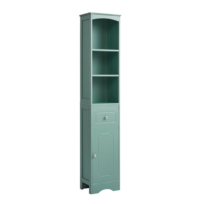 Tower Bathroom Cabinet with Drawer - Green