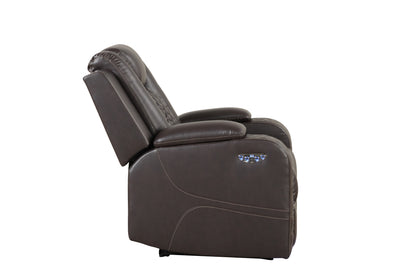 Cohen LED & Power Faux Leather Recliner Chair - Brown