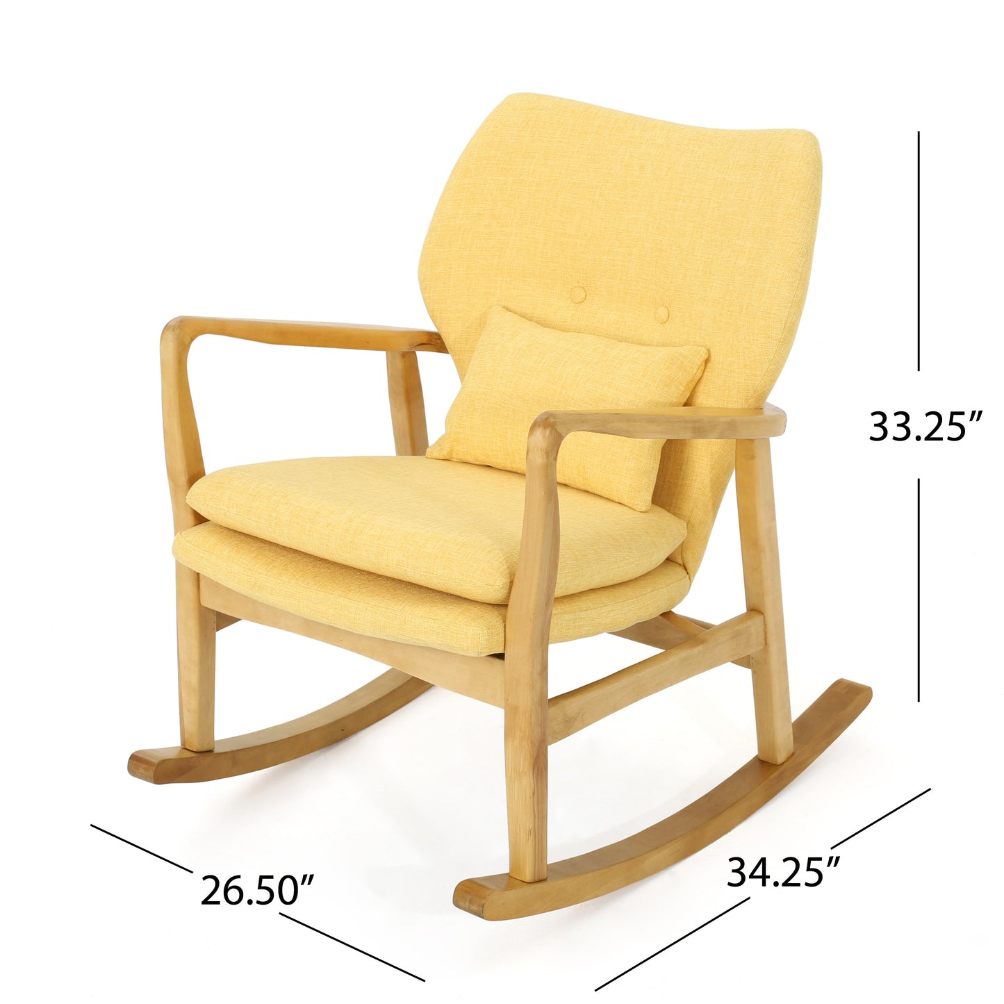 Arias Elegant Solid Wood Rocking Chair - Yellow