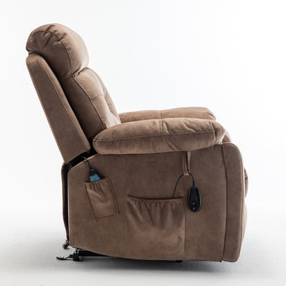 Wilson Power Electric Velvet Reclining Chair - Brown