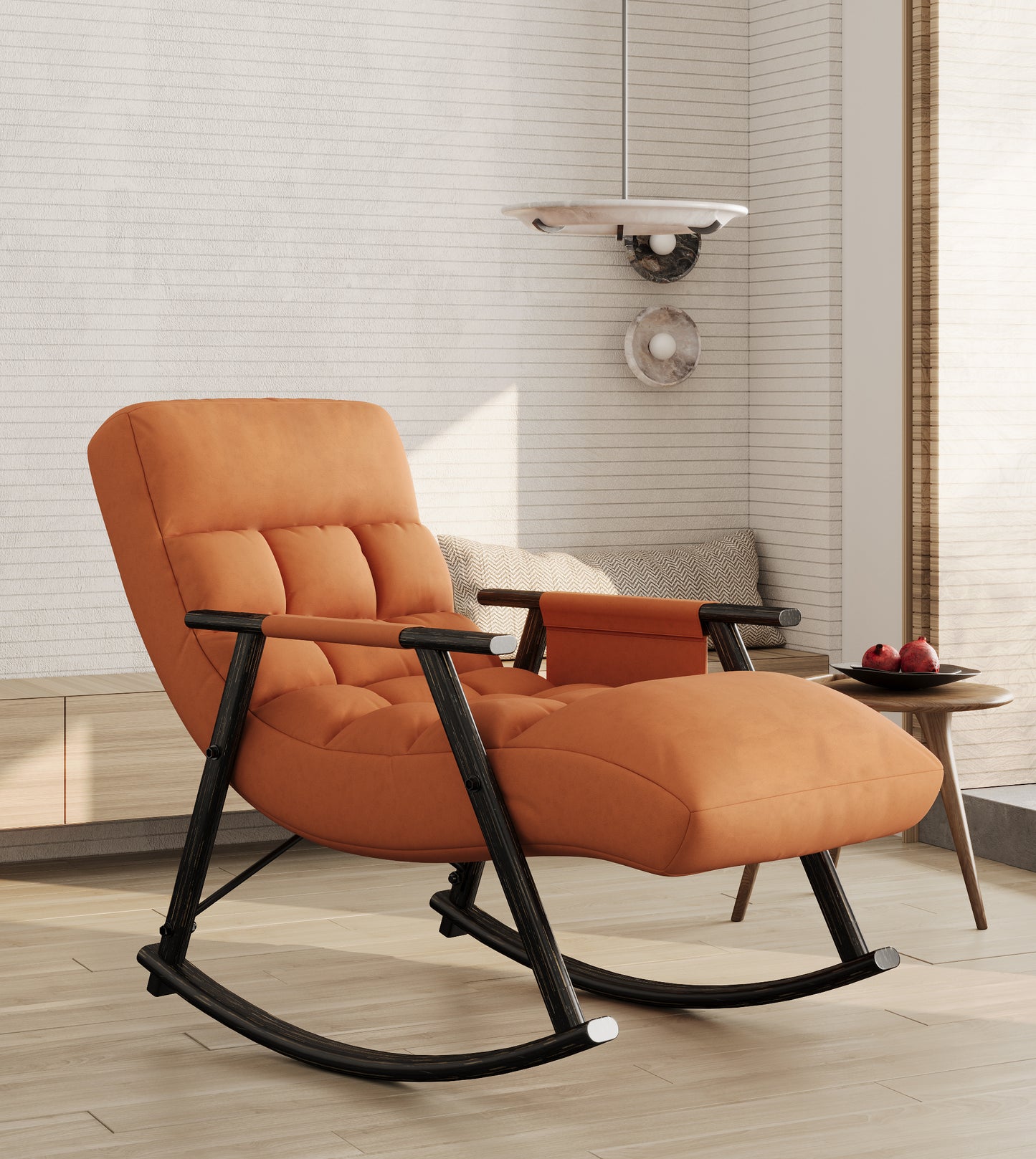 Dawson Casual folding rocking chair upholstere - Orange