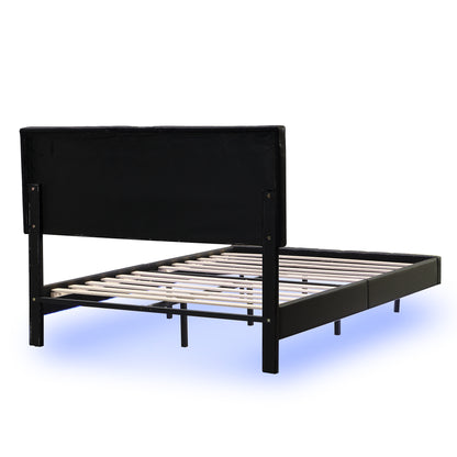 Marc II Queen Size Floating Bed Frame with LED - Black