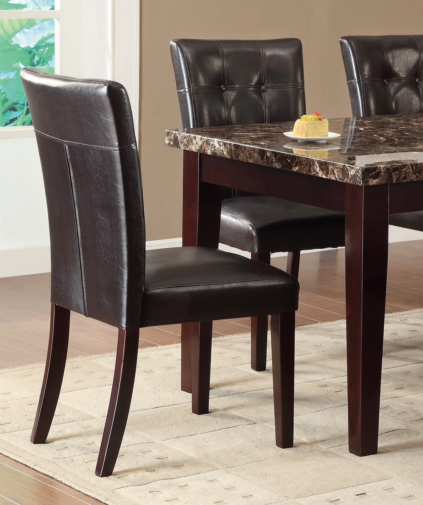 Tammy 6pc Set Dining Faux Marble Top Table and 4x Side Chairs