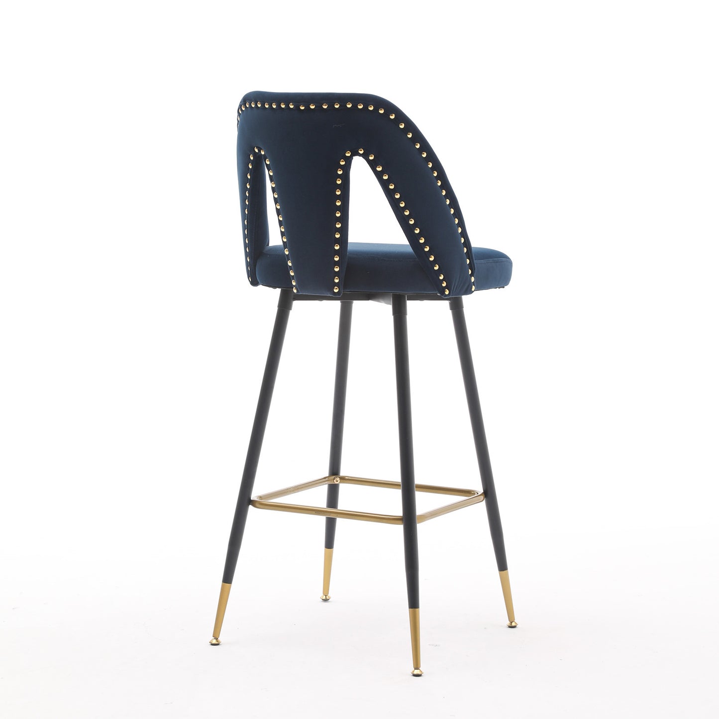 Velvet Upholstered Connor 28" Bar Stool - Blue  Set of 2