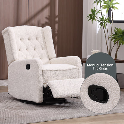 Davina Swivel Rocking Recliner Chair - White