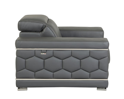 Denzel Top Grain Italian Leather Loveseat - Dark Gray