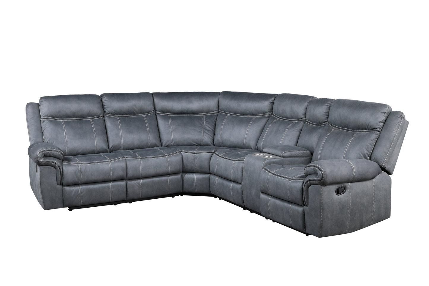 Dollum Velvet Sectional Sofa - Gray