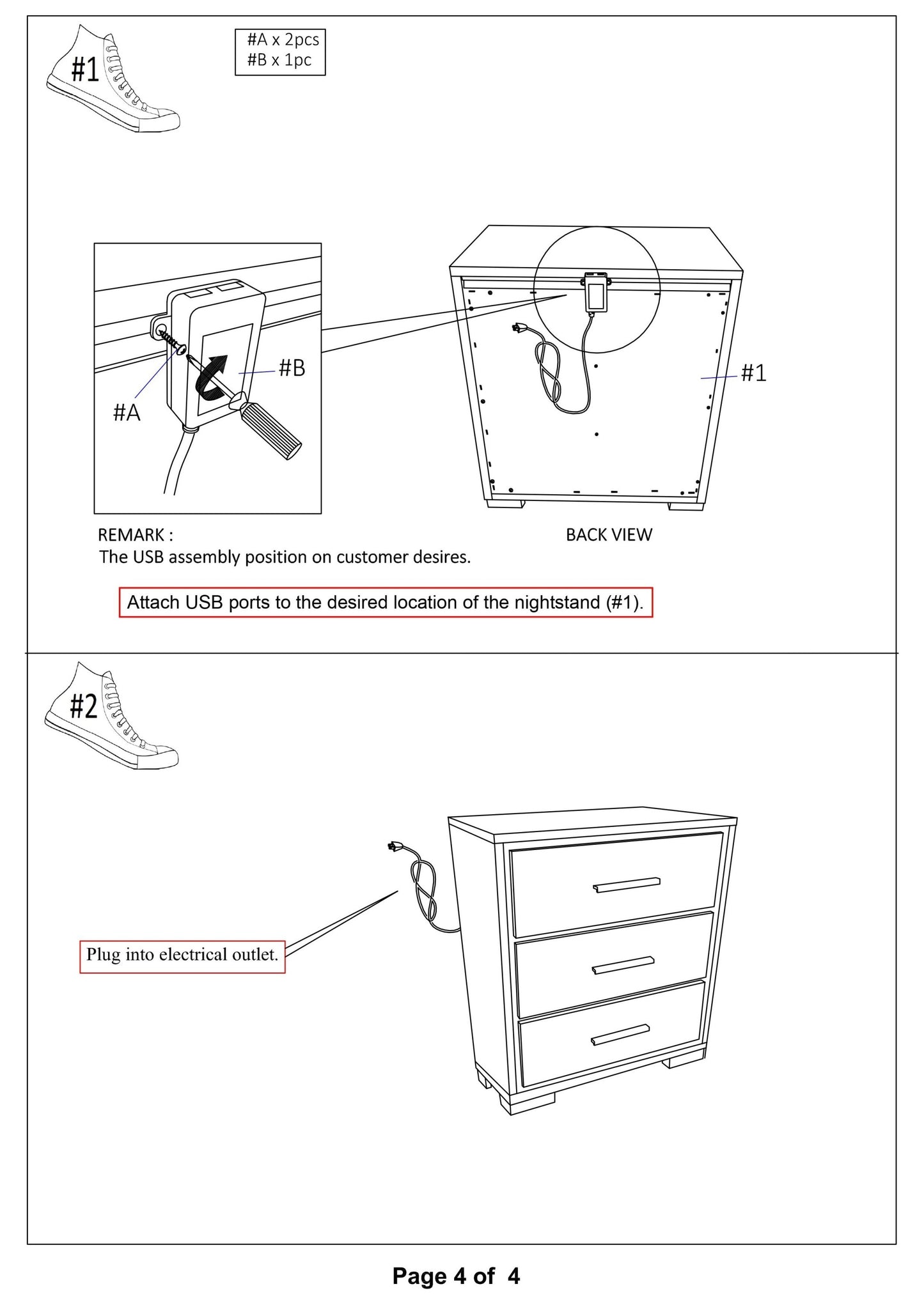 Sleek Solid Wood Nightstand -  Gray