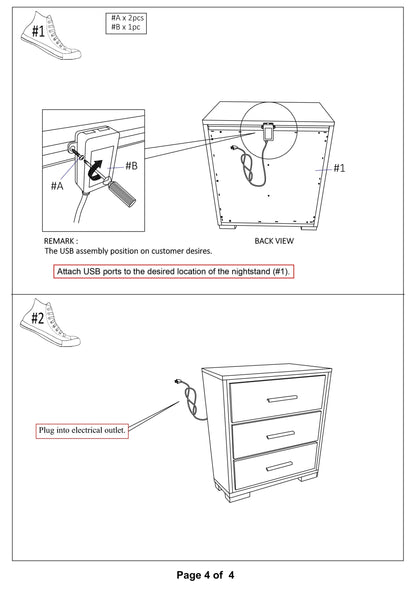 Sleek Solid Wood Nightstand -  Gray