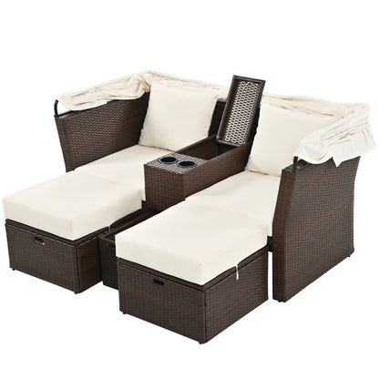 Ginson 2-Seater Outdoor Patio Daybed - Beige