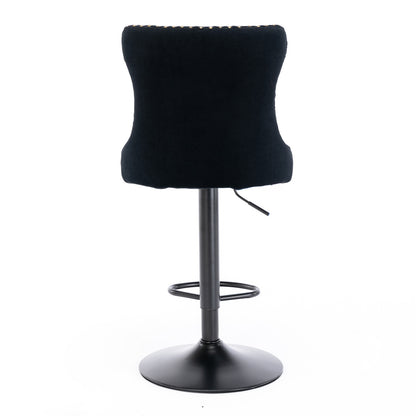 Rise 180 Velvet Barstools Adjusatble Seat Height - Black Set of 2