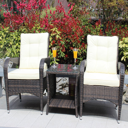 Brantley 3 Pc Outdoor Wicker Ratten Seat - Brown