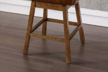 COOLMORE PU Leather Bar Stools - Brown Set of 2