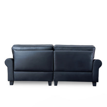 Santana Fabric Rolled Arm Loveseat - Black