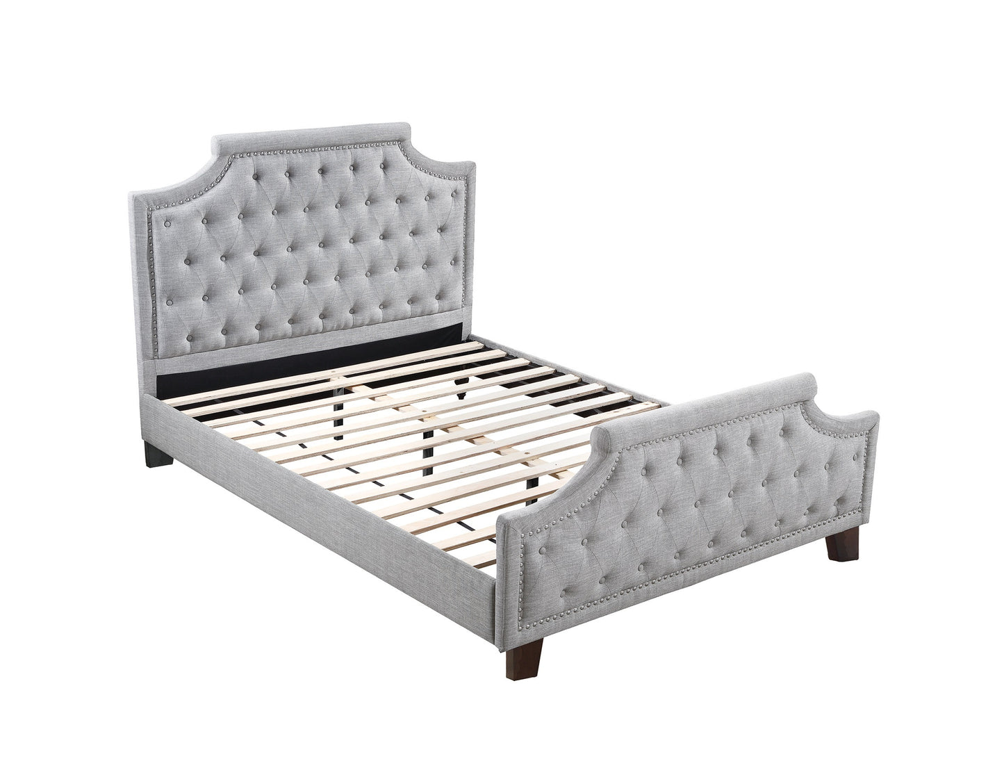 Polyfiber American Traditional Queen Size Bed - Gray