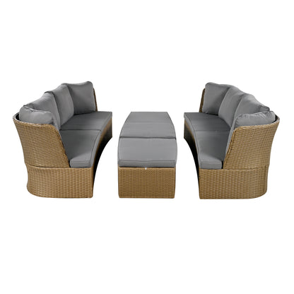 Ranae Customizable Outdoor Patio Wicker Sofa Set - Gray