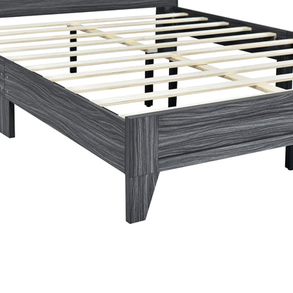 Taz Queen Size Platform Bed Frame with 4 Open Storage Shelves - Gray