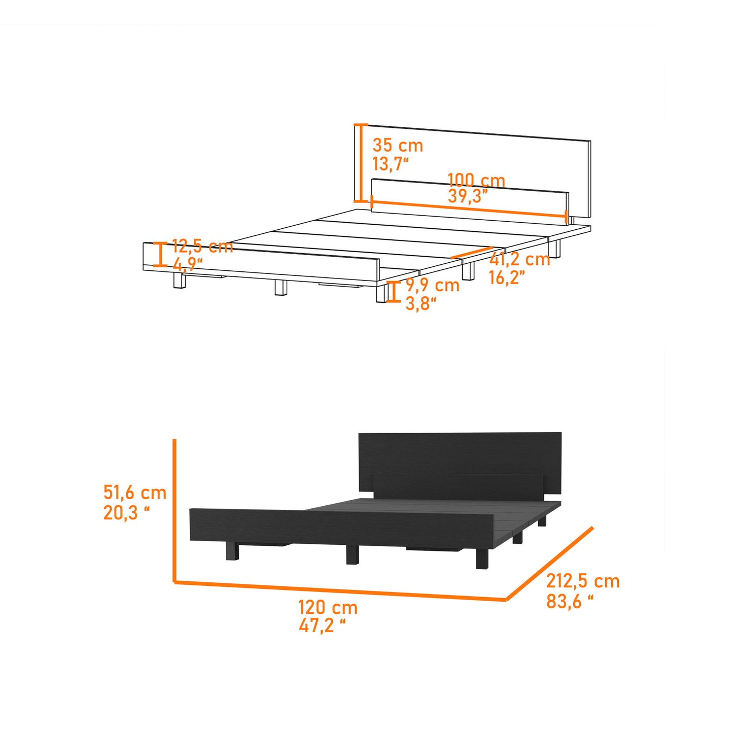 Nimmo Twin Bed Frame - Black