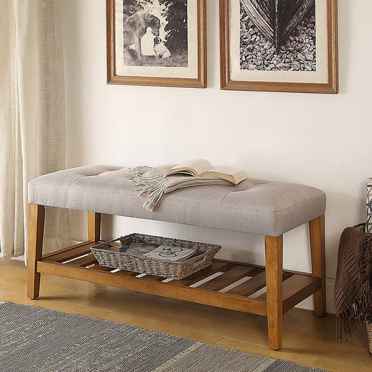 Sian Tufted Padded Seat Bench - Light Gray