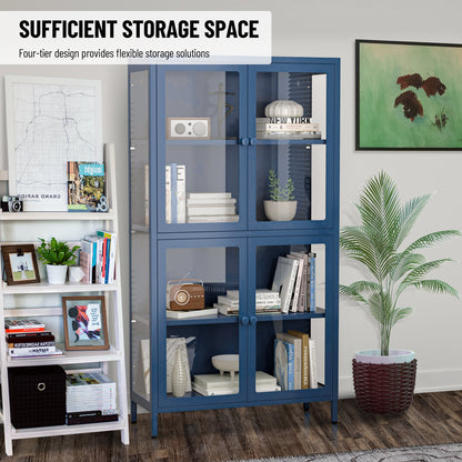 Hart Four Glass Door Storage Cabinet - Blue