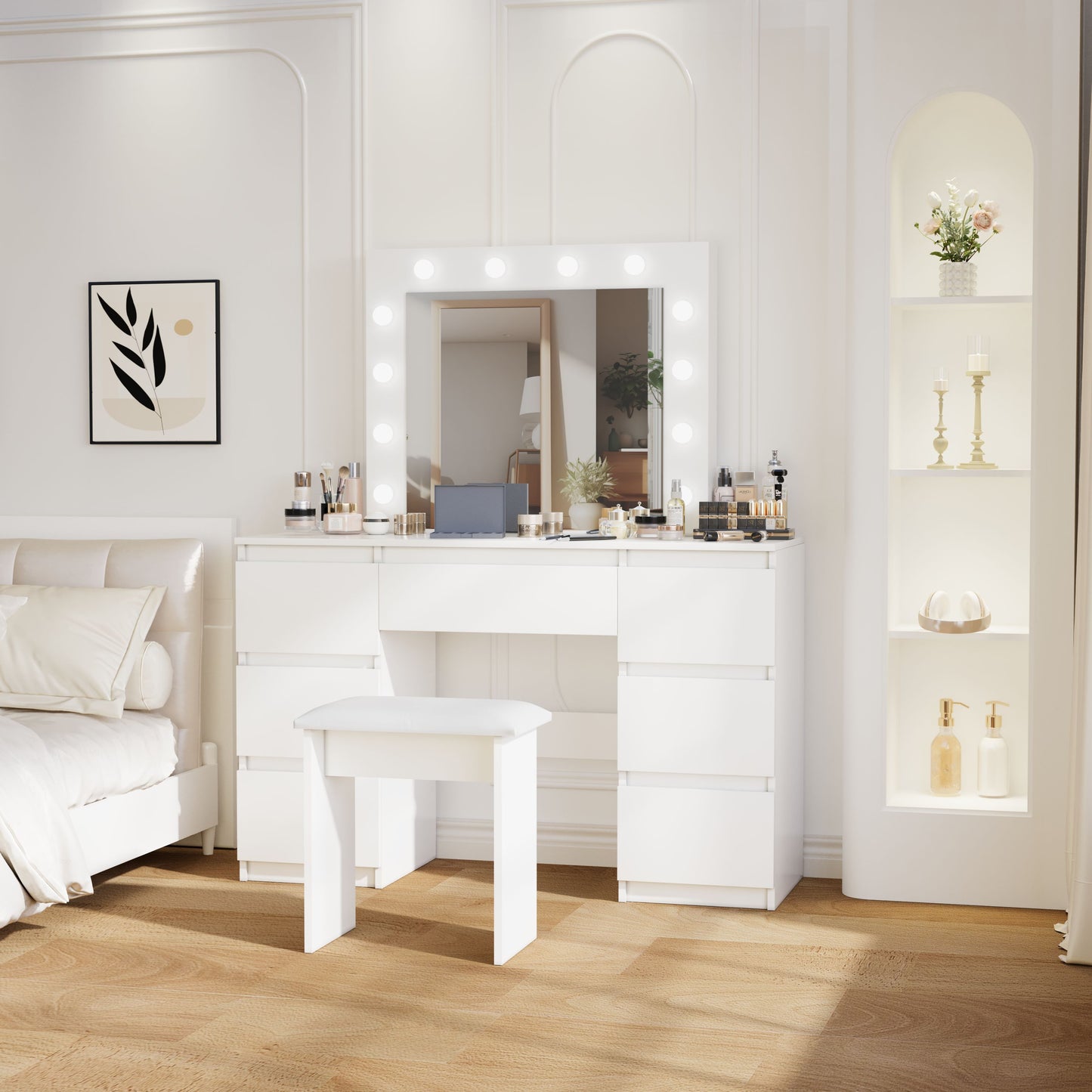 Cora Vanity Tables with Mirror and Light