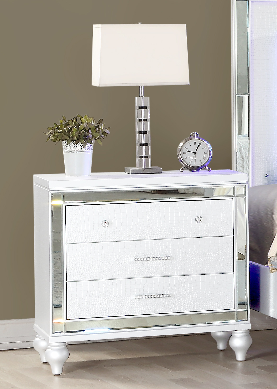 Sterling Mirror Framed Nightstand - White