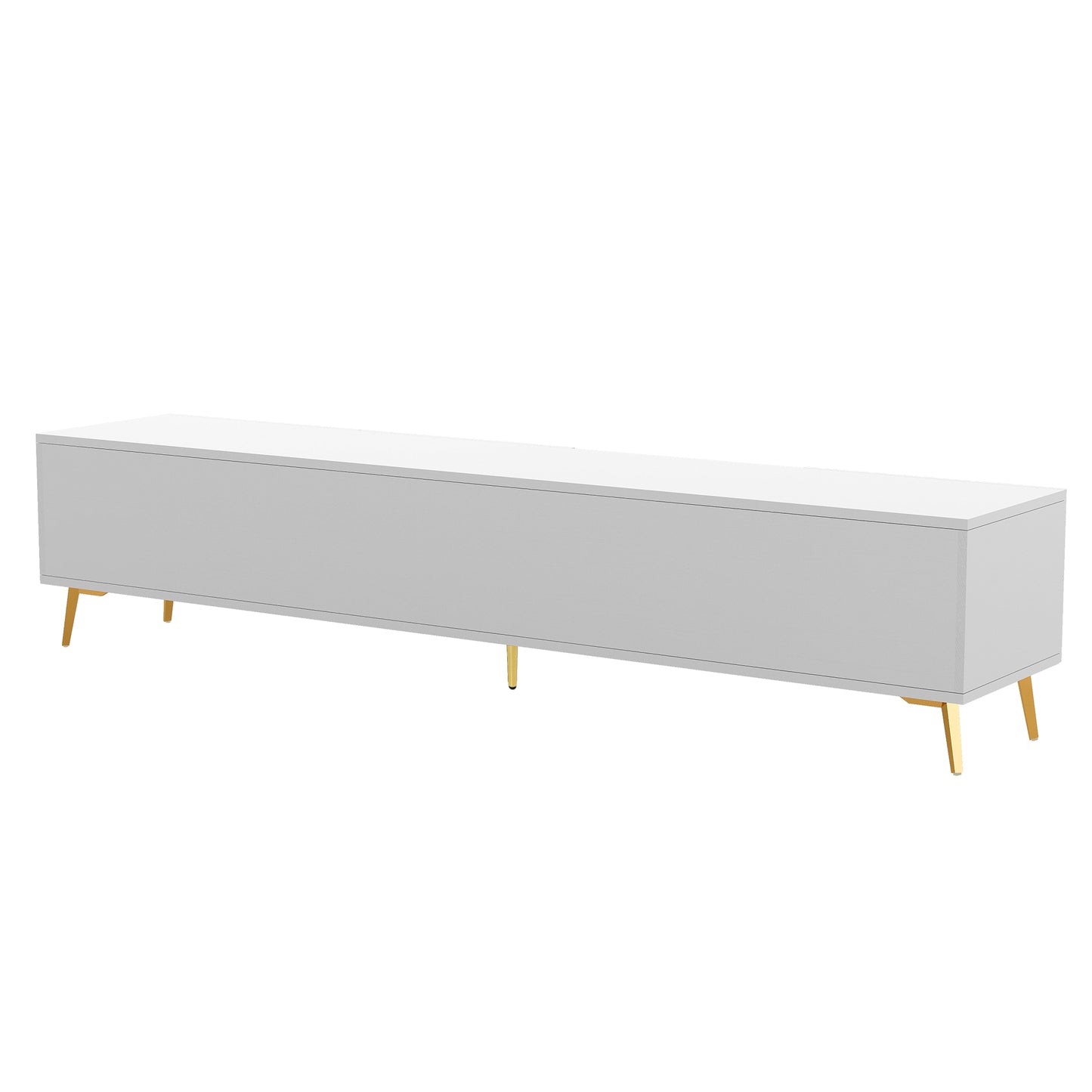 Eden II Stylish TV Stand with 5 Champagne Legs - White