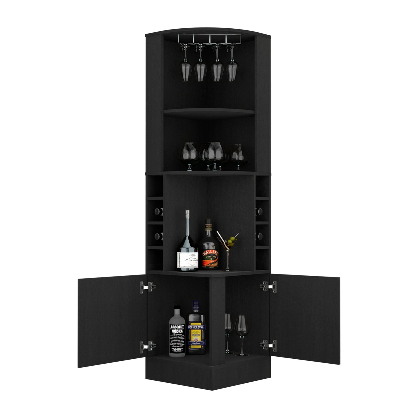 Atanasio Corner Bar Cabinet - Black