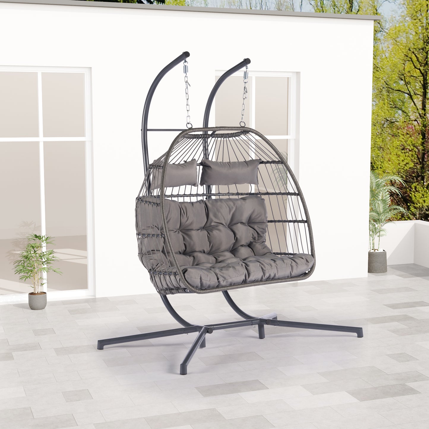 Thornton For 2 People Outdoor Rattan Hanging Chair - Light Gray