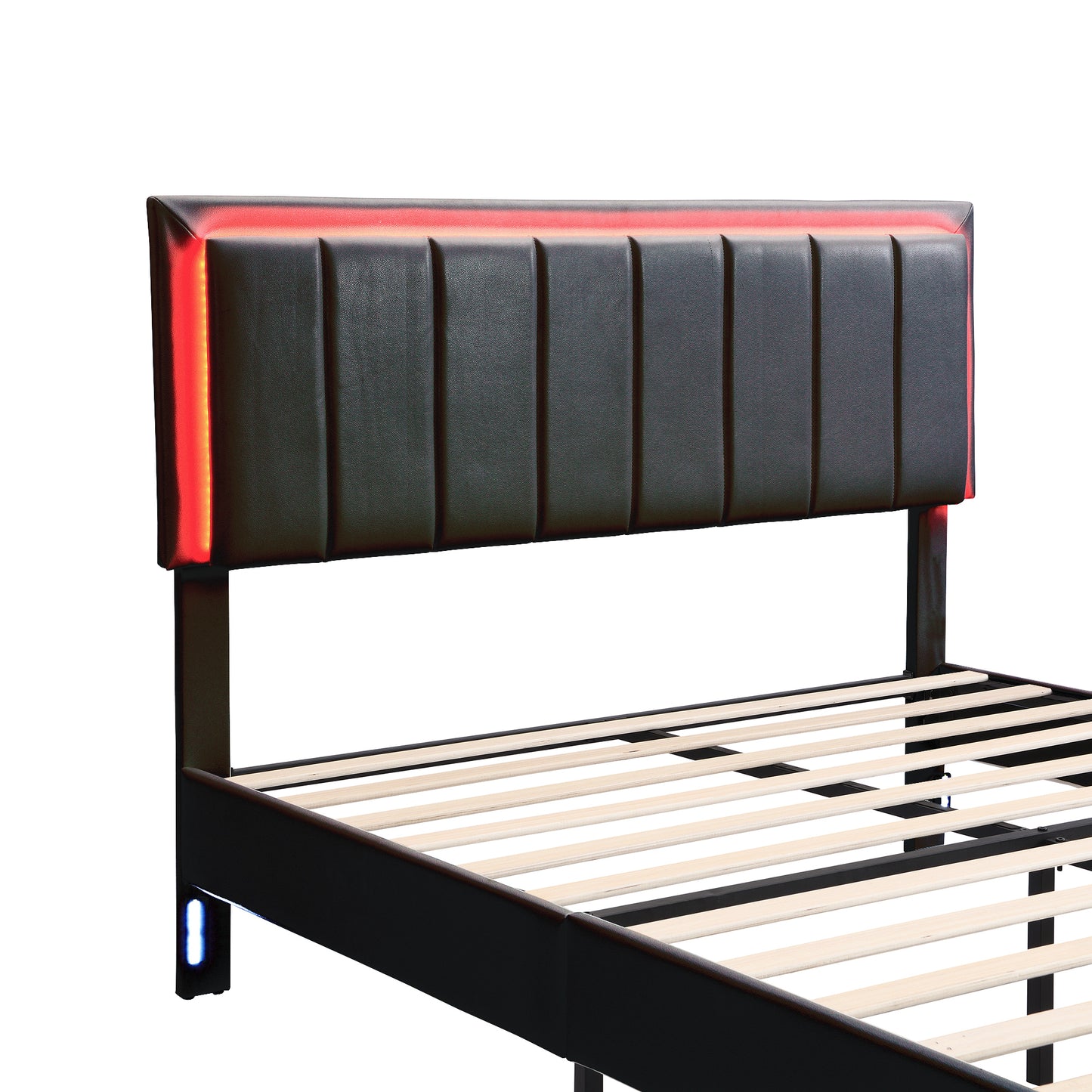 Nex Queen Size Platform Bed w Motion Activated Night Lights - Black